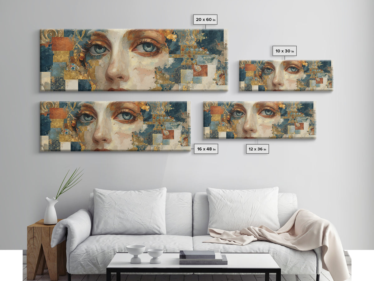 Renaissance Inspired Portrait with Modern Softness Canvas Print, Italian Villa Art, Boho Decor, Living Room Decor, Villa, IVA-3x1-10
