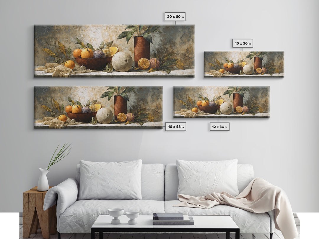 Marble Fruit Still Life Framed Canvas Print, Italian Villa Art, Gallery Wall Set, Living Room Decor, Fine Art, Villa, IVA-3x1-15