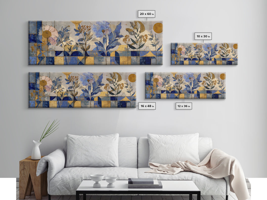 Italian Tile Pattern Canvas Print, Italian Villa Art, Original Painting, Living Room Decor, Fine Art, Villa, Landscape Painting, IVA-3x1-33