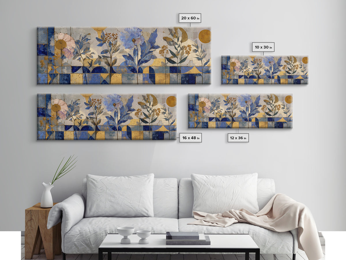 Italian Tile Pattern Canvas Print, Italian Villa Art, Original Painting, Living Room Decor, Fine Art, Villa, Landscape Painting, IVA-3x1-33