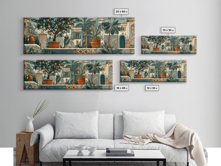 Orange Tree in a Courtyard Planter Canvas Print, Italian Villa Art, Coastal Decor, Living Room Decor, Fine Art, Villa, IVA-3x1-54