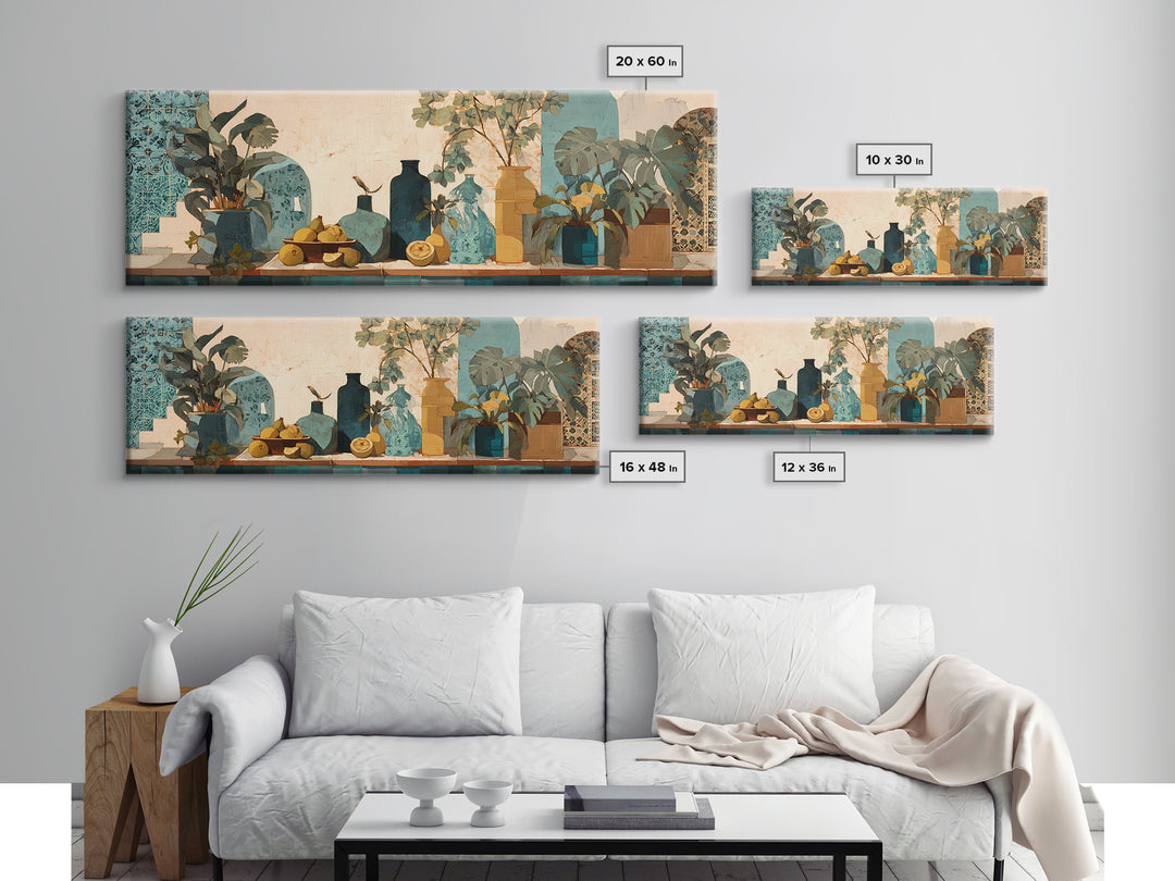 Marble Fruit Still Life Framed Canvas Print, Italian Villa Art, Neutral Decor, Living Room Decor, Fine Art, Villa, IVA-3x1-63