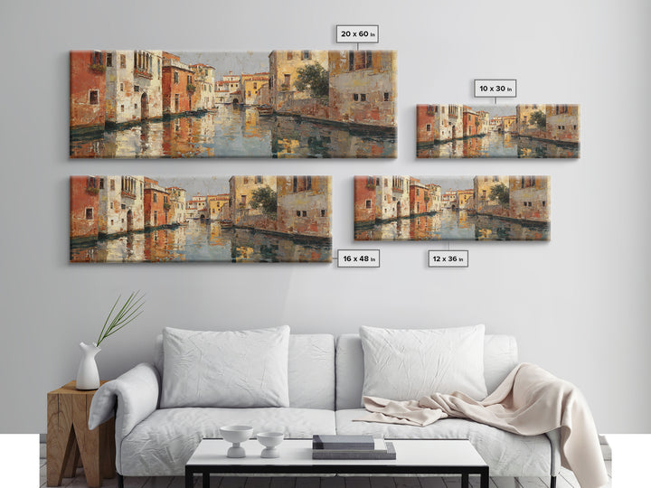 Venetian Canal Reflection Without City Crowd Canvas Print, Italian Villa Art, Contemporary Art, Living Room Decor, Villa, IVA-3x1-84