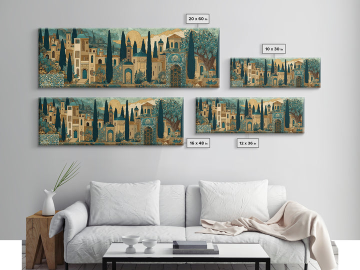 Tuscan Hillside with Cypress Trees and Golden Canvas Print, Italian Villa Art, Farmhouse Wall Art, Living Room Decor, Villa, IVA-3x1-89