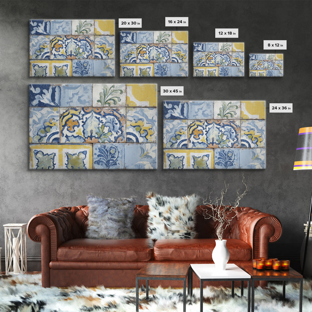 Italian Tile Pattern Canvas Print, Italian Villa Art, Original Painting, Living Room Decor, Fine Art, Villa, Landscape Painting, IVA-3x2-21