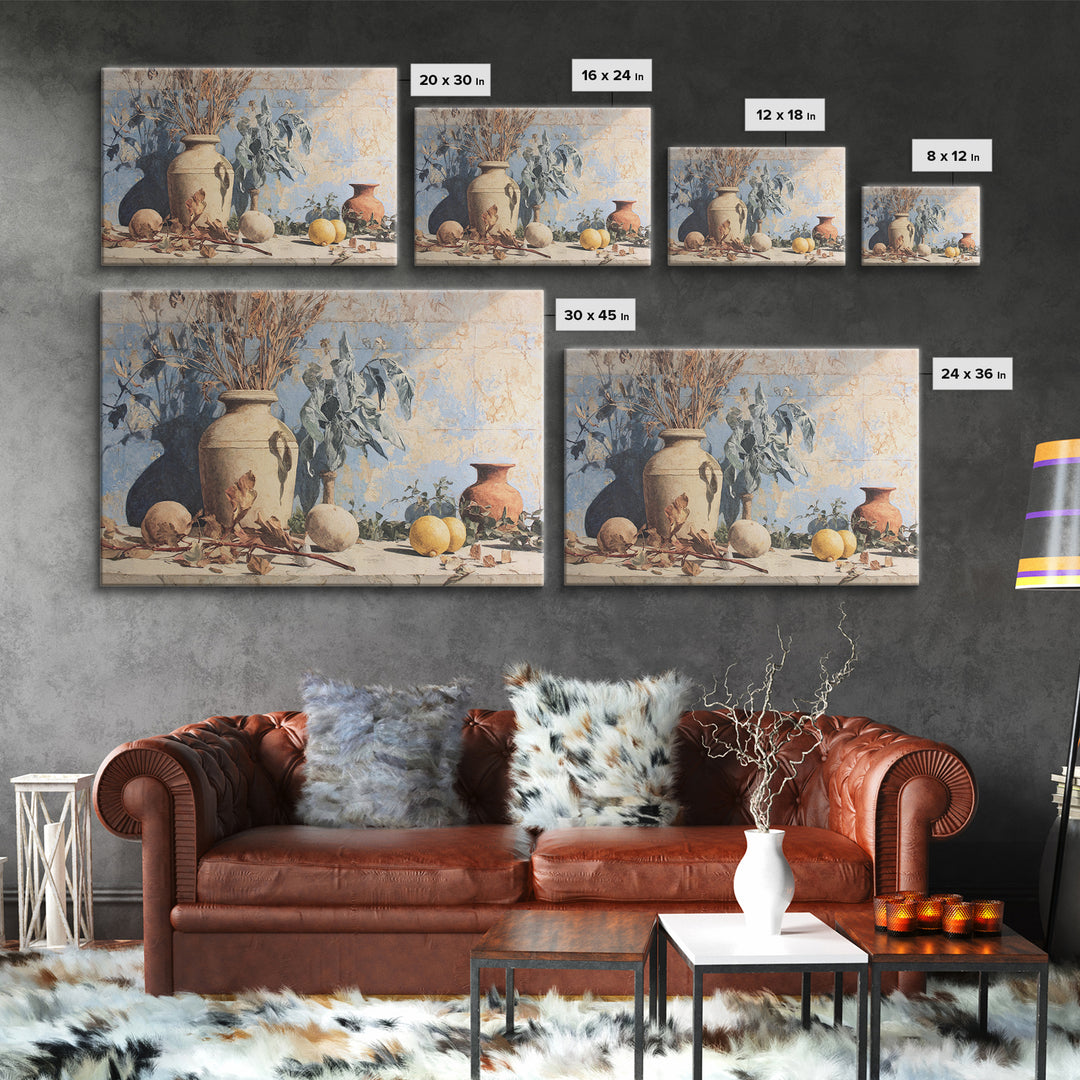 Marble Fruit Still Life Canvas Print, Italian Villa Art, Statement Artwork, Living Room Decor, Fine Art, Villa, Oil Painting, IVA-3x2-3