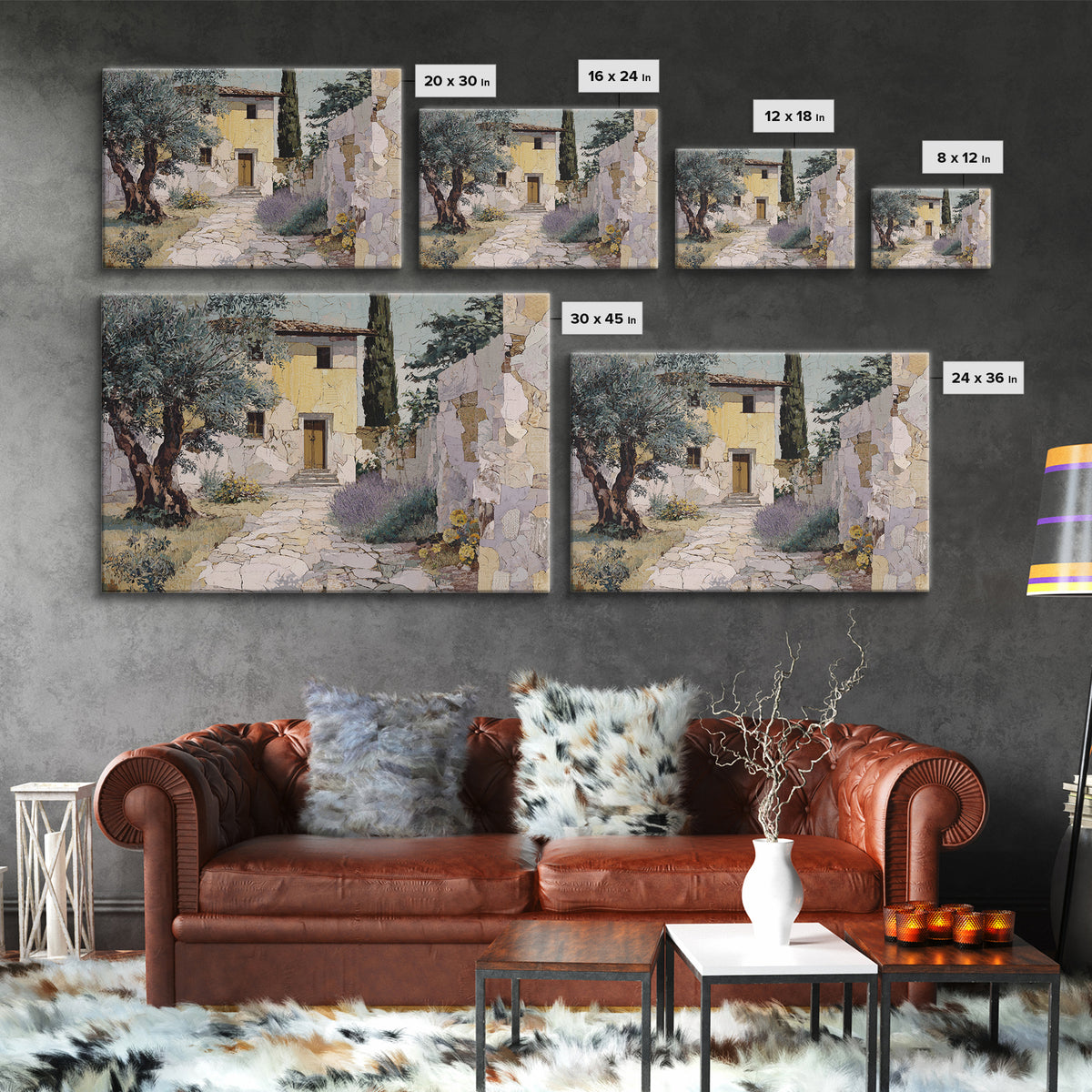 Olive Grove Path Framed Canvas Print, Italian Villa Art, Oil Painting, Living Room Decor, Fine Art, Villa, Farmhouse Wall Art, IVA-3x2-31