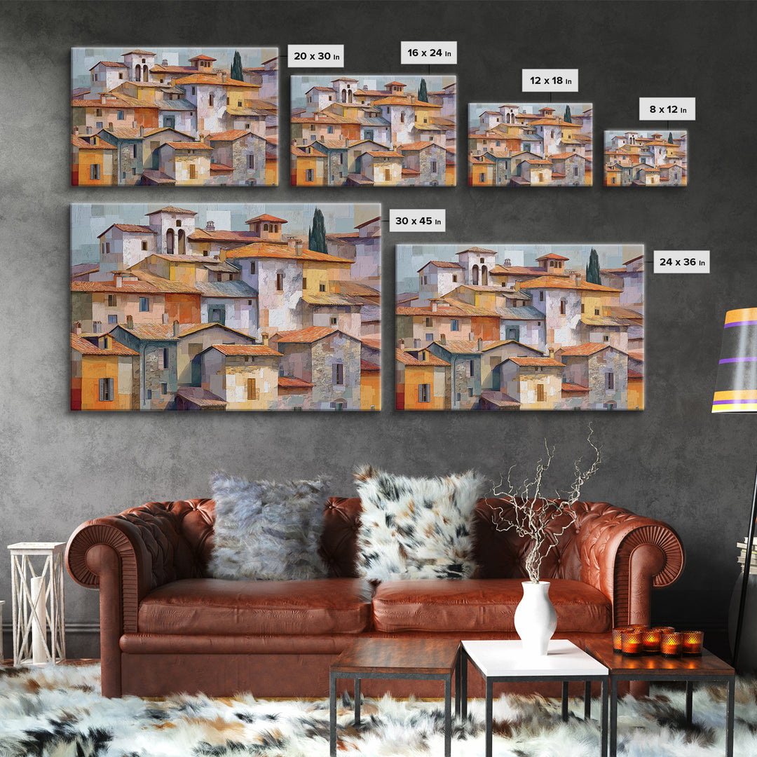 Terracotta Rooftops Against Pale Sky Canvas Print, Italian Villa Art, Living Room Wall Art, Living Room Decor, Fine Art, Villa, IVA-3x2-56
