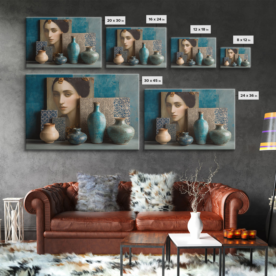 Renaissance Inspired Portrait with Modern Softness Canvas Print, Italian Villa Art, Oil Painting, Living Room Decor, Villa, IVA-3x2-70