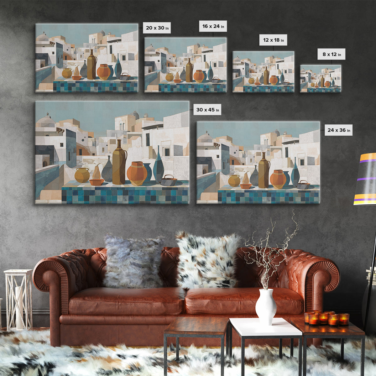 Terracotta Rooftops Against Pale Sky Canvas Print, Italian Villa Art, Farmhouse Wall Art, Living Room Decor, Villa, IVA-3x2-80
