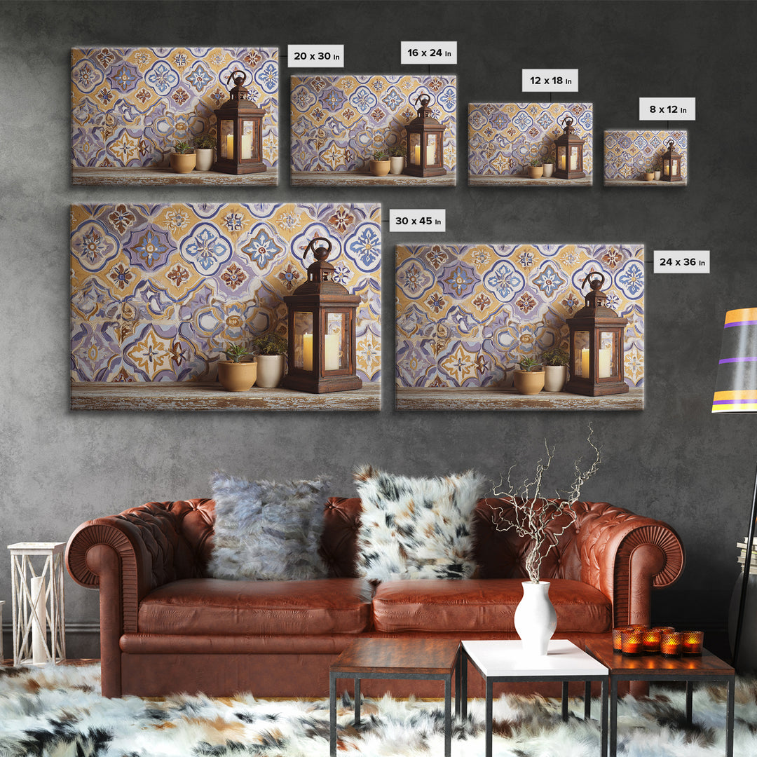 Italian Tile Pattern Canvas Print, Italian Villa Art, Coastal Decor, Living Room Decor, Fine Art, Villa, Landscape Print, IVA-3x2-93