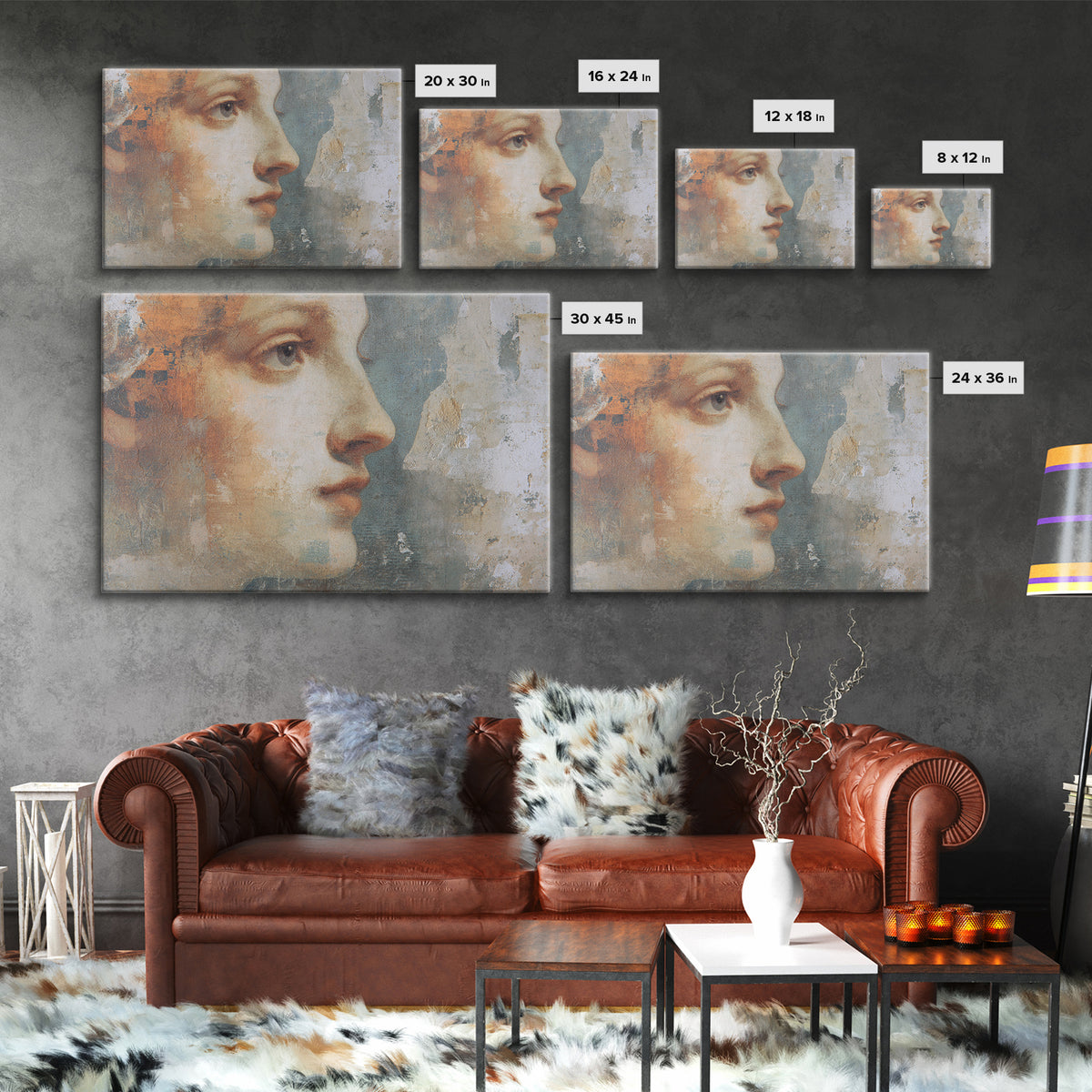 Renaissance Inspired Portrait with Modern Softness Canvas Print, Italian Villa Art, Living Room Decor, Fine Art, Villa, IVA-3x2-94