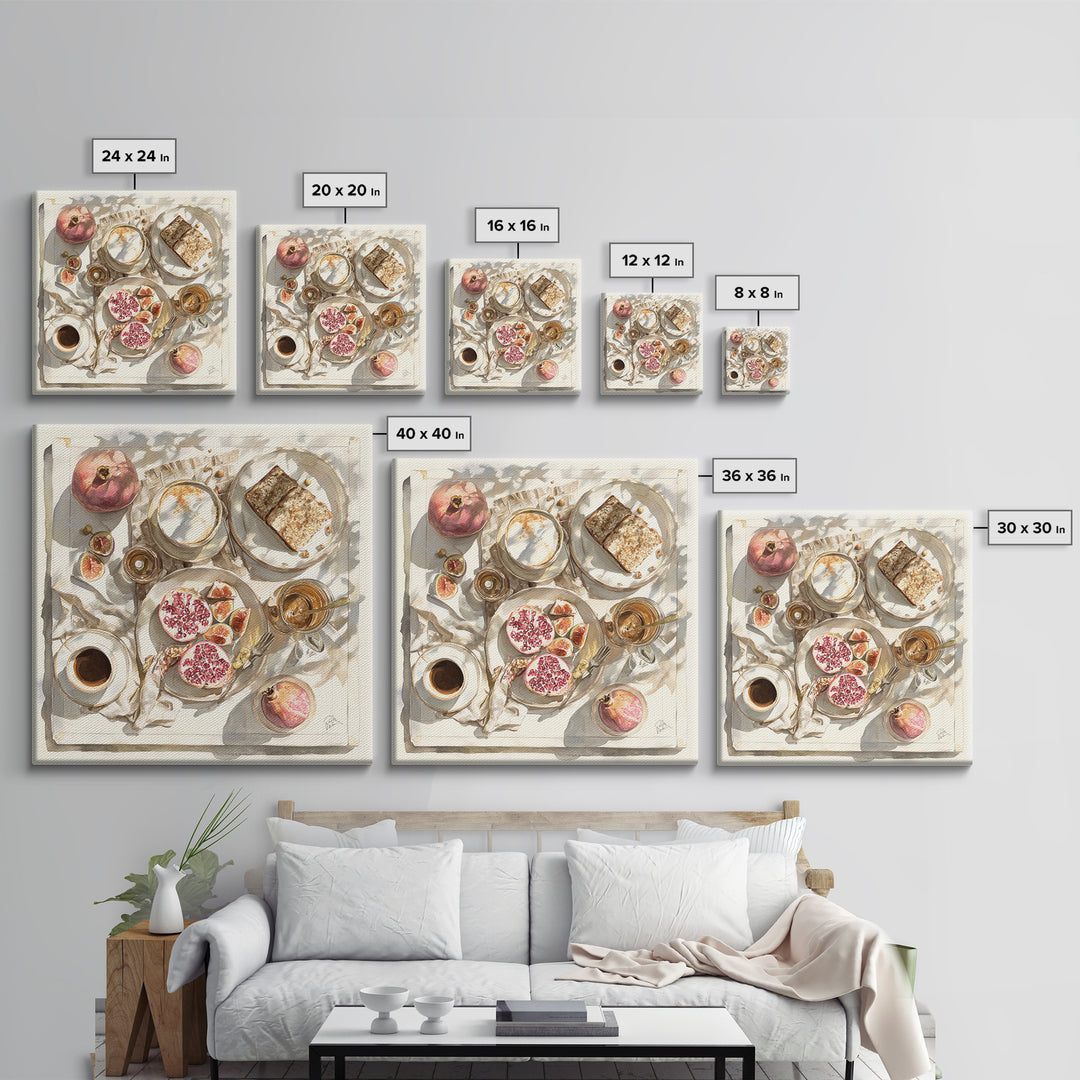 Figs Pomegranates and Linen Composition Canvas Print, Kitchen Art, Kitchen Wall Decor, Kitchen Decor, Fine Art, Kitchen, KIT-1x1-22