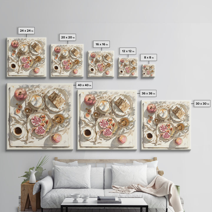 Figs Pomegranates and Linen Composition Canvas Print, Kitchen Art, Kitchen Wall Decor, Kitchen Decor, Fine Art, Kitchen, KIT-1x1-22