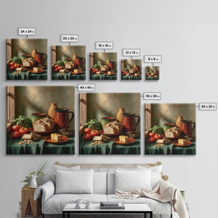 Fresh Bread with Butter and Honey Framed Canvas Print, Kitchen Art, Kitchen Prints, Kitchen Decor, Abstract Art, Kitchen, KIT-1x1-42