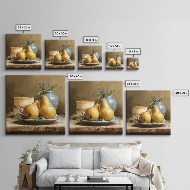 Farmhouse Pears on a Wooden Board Canvas Print, Kitchen Art, Kitchen Art Print, Kitchen Decor, Fine Art, Kitchen, KIT-1x1-9
