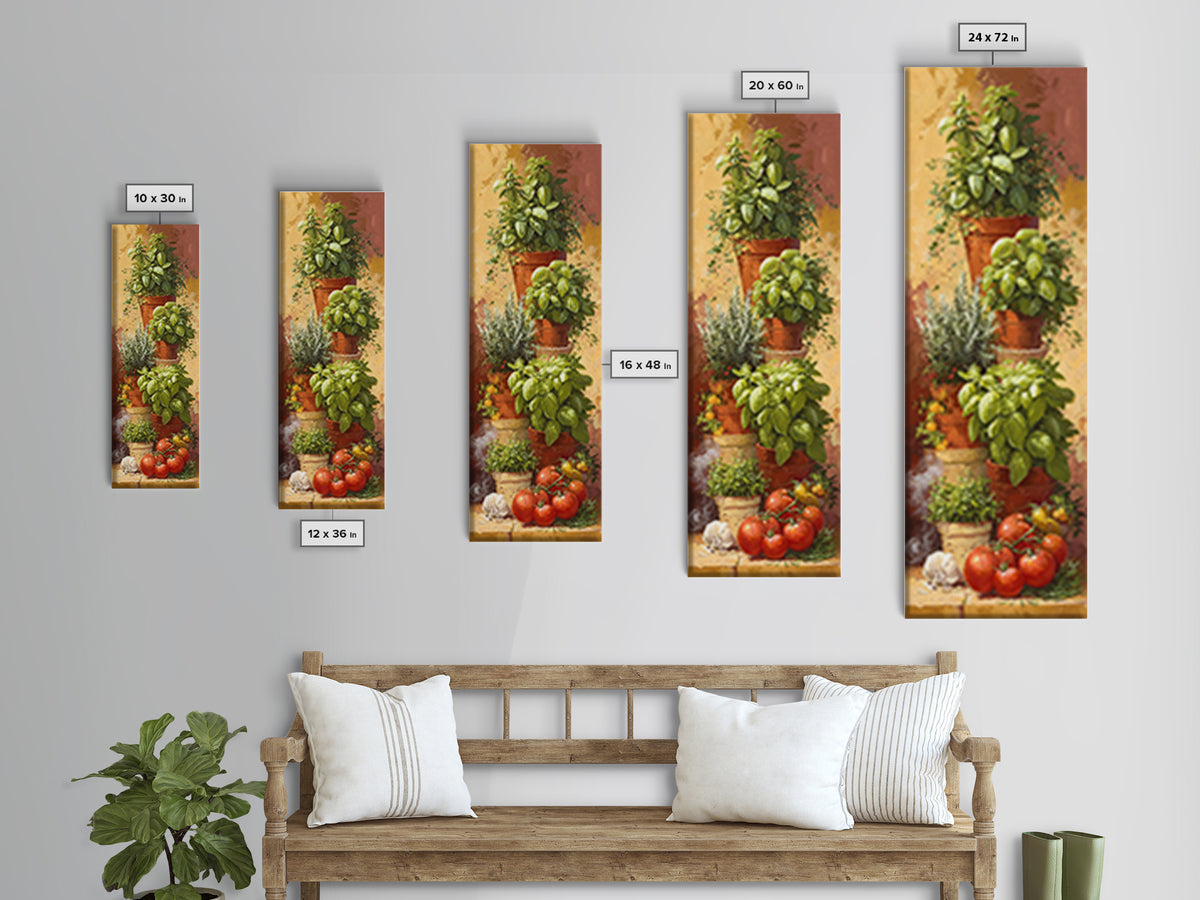 Fresh Herbs in Terracotta Pots Canvas Print, Kitchen Art, Statement Artwork, Kitchen Decor, Fine Art, Kitchen, Wall Decor, KIT-1x3-37
