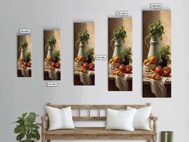 Coffee Pot and Croissant Morning Still Life Canvas Print, Kitchen Art, Digital Art, Kitchen Decor, Fine Art, Kitchen, KIT-1x3-43