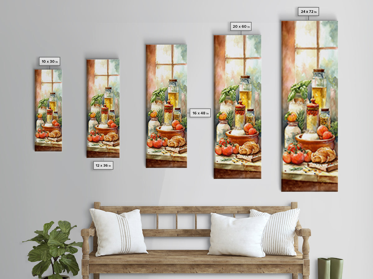 Watercolor Spice Jars Without Readable Labels Canvas Print, Kitchen Art, Kitchen Print, Kitchen Decor, Fine Art, Kitchen, KIT-1x3-49