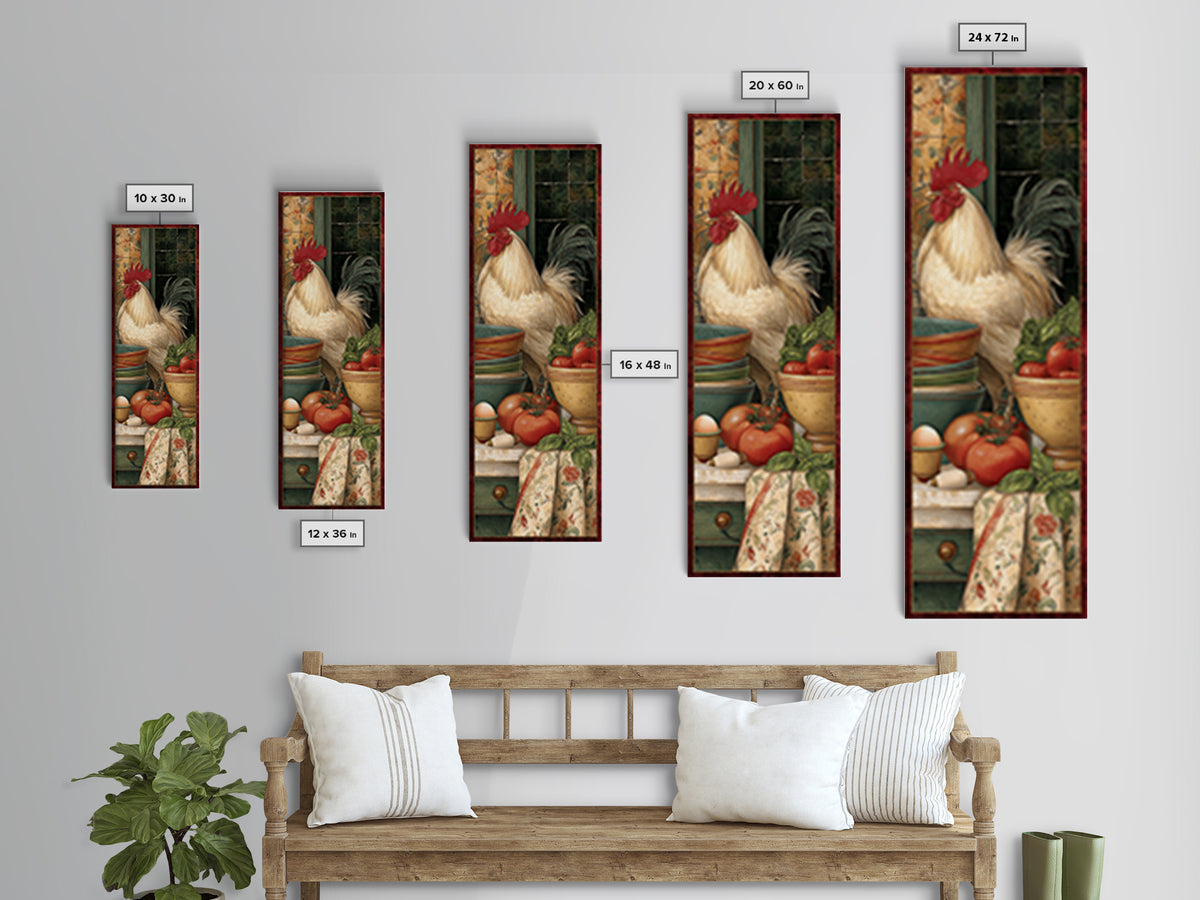 Rooster Portrait for Country Kitchen Charm Framed Canvas Print, Kitchen Art, Home Decor, Kitchen Decor, Oil Painting, Kitchen, KIT-1x3-52