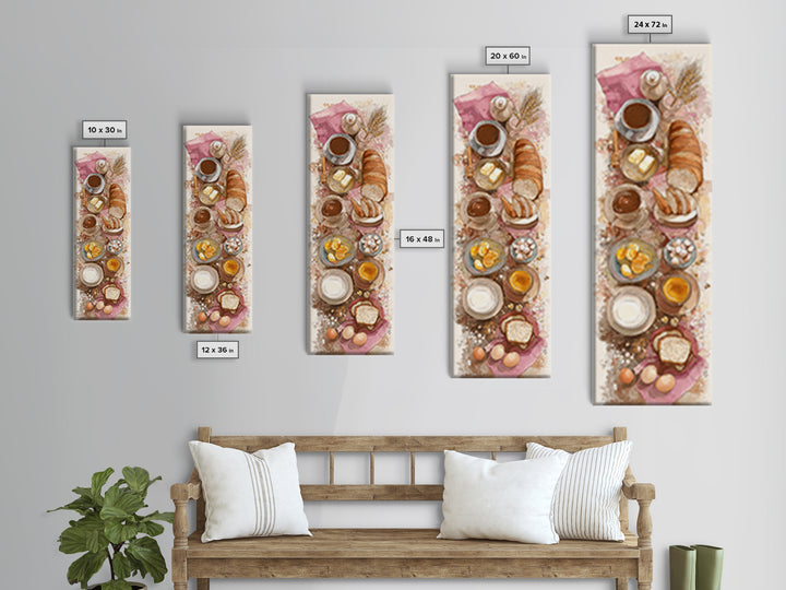 Fresh Bread with Butter and Honey Framed Canvas Print, Kitchen Art, Trendy Wall Art, Kitchen Decor, Oil Painting, Kitchen, KIT-1x3-54