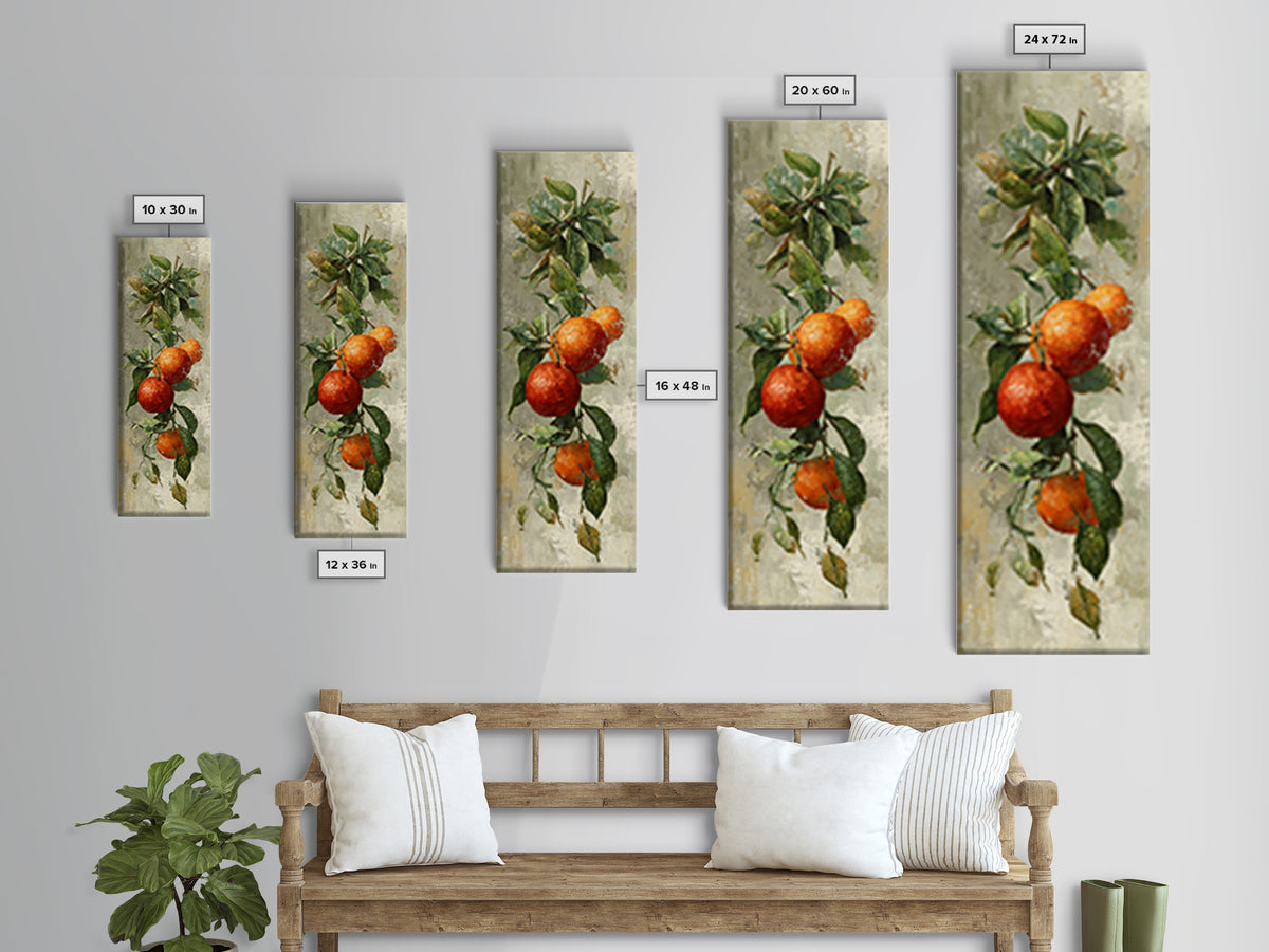 Orange Citrus Botanical Branch Framed Canvas Print, Kitchen Art, Minimalist Wall Art, Kitchen Decor, Fine Art, Kitchen, KIT-1x3-71