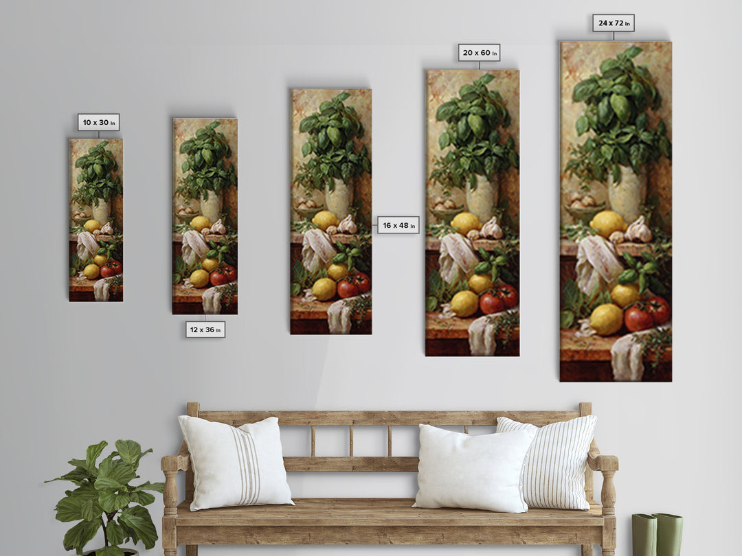 Pasta Lemons and Basil Mediterranean Still Life Canvas Print, Kitchen Art, Art Print, Kitchen Decor, Fine Art, Kitchen, KIT-1x3-77