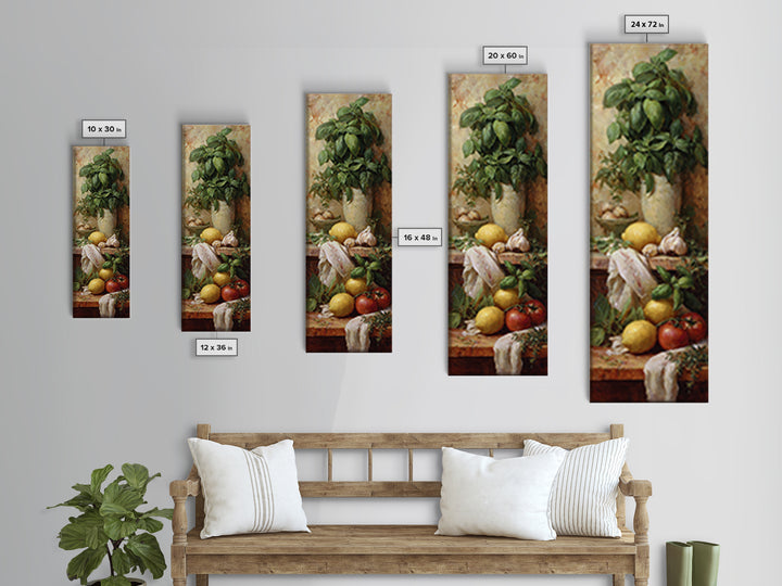 Pasta Lemons and Basil Mediterranean Still Life Canvas Print, Kitchen Art, Art Print, Kitchen Decor, Fine Art, Kitchen, KIT-1x3-77