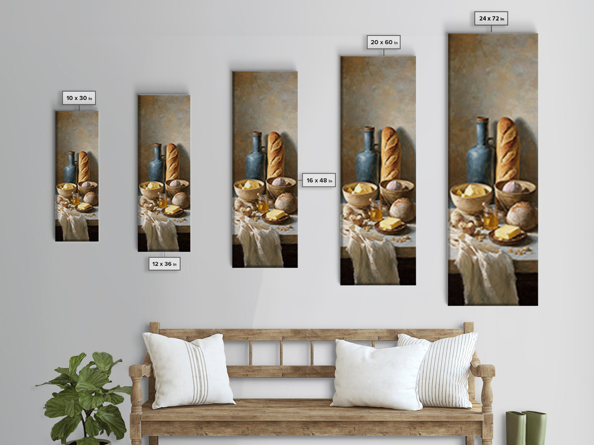 Fresh Bread with Butter and Honey Canvas Print, Kitchen Art, Bar Cart Decor, Kitchen Decor, Fine Art, Kitchen, Minimalist Decor, KIT-1x3-78