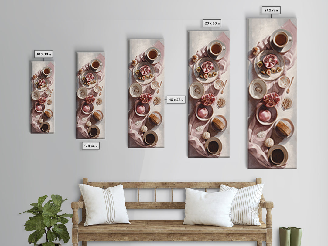 Figs Pomegranates and Linen Composition Canvas Print, Kitchen Art, Gallery Decor, Kitchen Decor, Fine Art, Kitchen, KIT-1x3-82