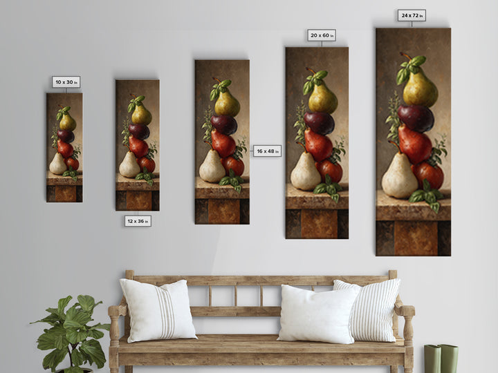Farmhouse Pears on a Wooden Board Canvas Print, Kitchen Art, Minimalist Decor, Kitchen Decor, Fine Art, Kitchen, Art Deco, KIT-1x3-93