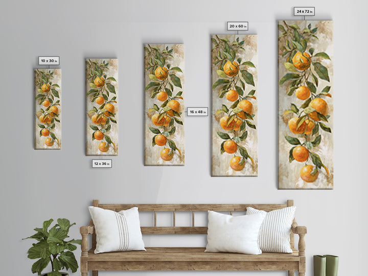 Orange Citrus Botanical Branch Canvas Print, Kitchen Art, Kitchen Print, Kitchen Decor, Oil Painting, Kitchen, Art Print, KIT-1x3-95