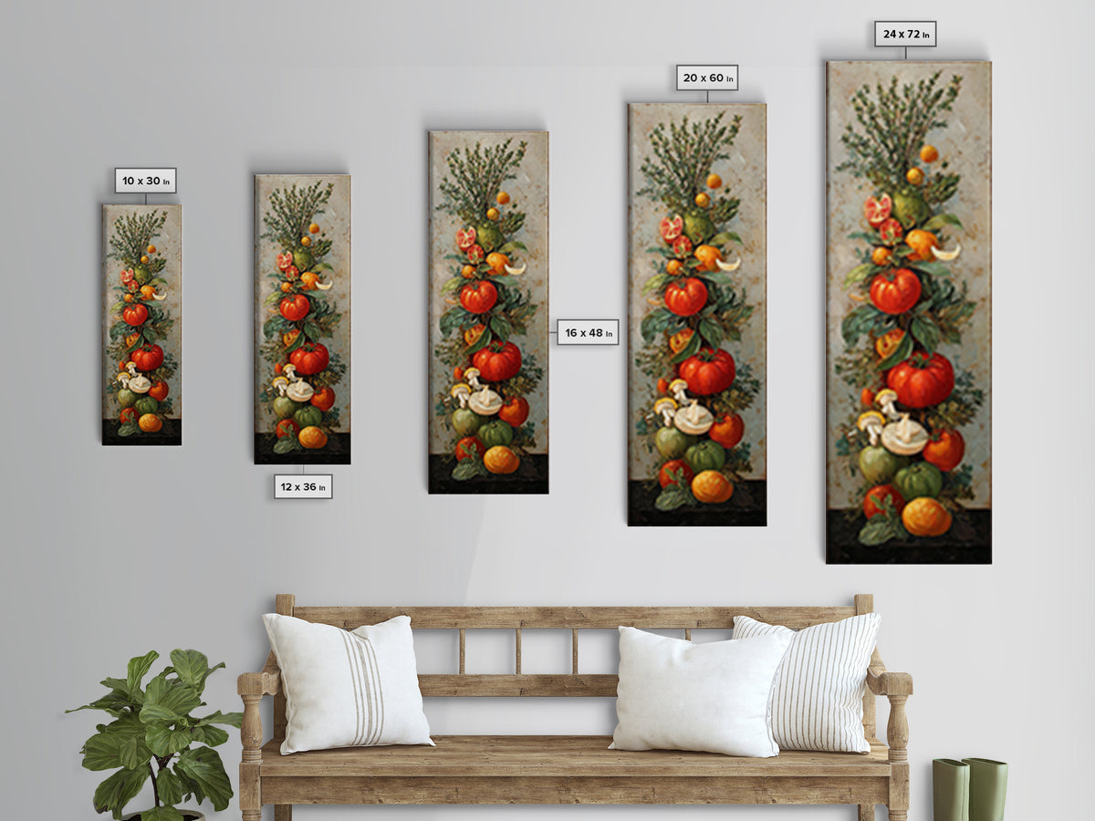 Mushrooms and Thyme Botanical Study Canvas Print, Kitchen Art, Coffee Wall Art, Kitchen Decor, Watercolor Art, Kitchen, KIT-1x3-99
