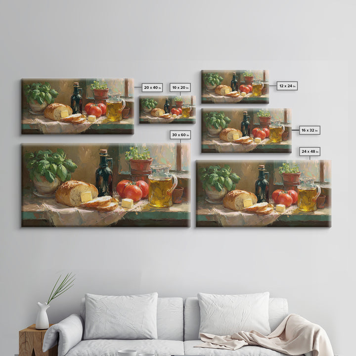 Fresh Bread with Butter and Honey Framed Canvas Print, Kitchen Art, Fine Art Print, Kitchen Decor, Watercolor Art, Kitchen, KIT-2x1-14
