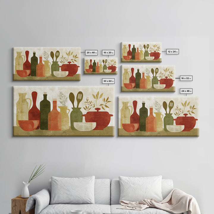 Kitchen Utensil Silhouettes Canvas Print, Kitchen Art, Contemporary Art, Kitchen Decor, Abstract Art, Kitchen, Kitchen Wall Art, KIT-2x1-17