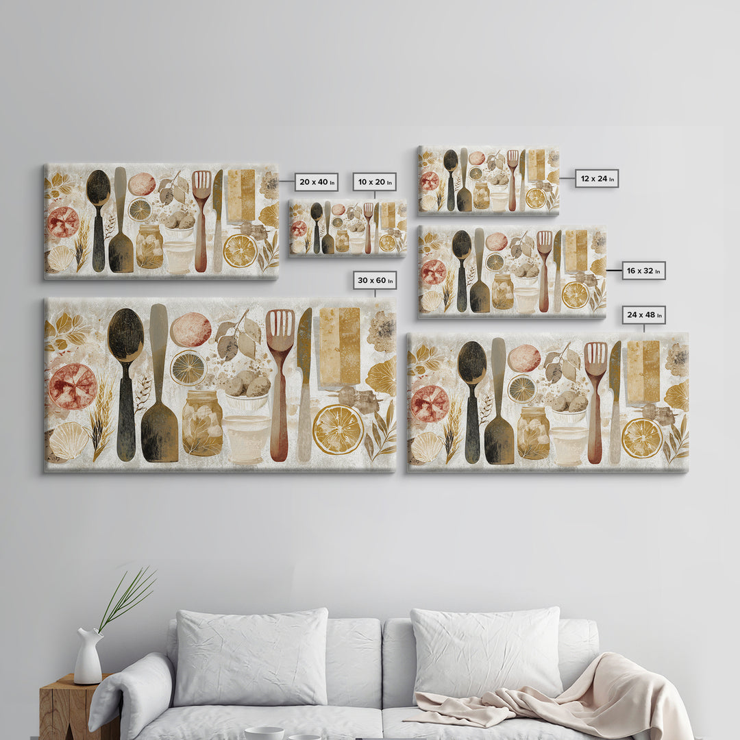 Kitchen Utensil Silhouettes Canvas Print, Kitchen Art, Contemporary Art, Kitchen Decor, Abstract Art, Kitchen, Kitchen Wall Art, KIT-2x1-41