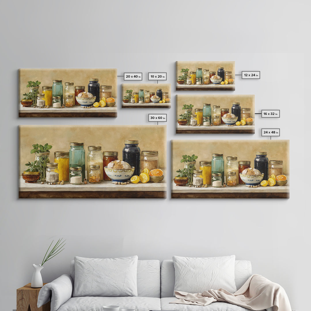Watercolor Spice Jars Without Readable Labels Canvas Print, Kitchen Art, Kitchen Decor, Kitchen, Kitchen Art Print, KIT-2x1-81