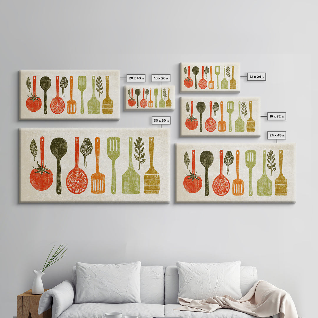 Kitchen Utensil Silhouettes Canvas Print, Kitchen Art, Art Deco, Kitchen Decor, Fine Art, Kitchen, Poster Art, Trendy Wall Art, KIT-2x1-89
