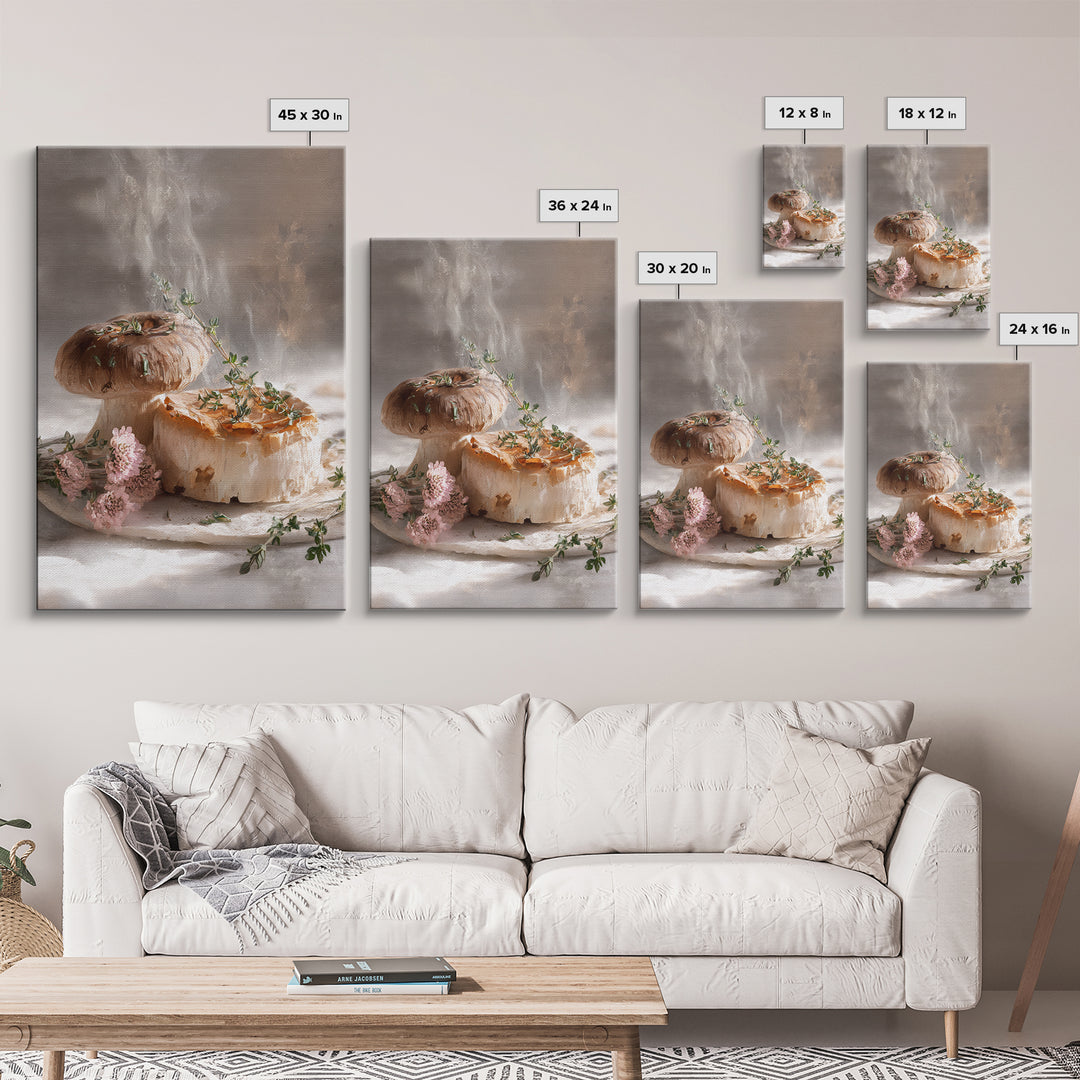 Mushrooms and Thyme Botanical Study Canvas Print, Kitchen Art, Art Print, Kitchen Decor, Fine Art, Kitchen, Art Prints, KIT-2x3-23