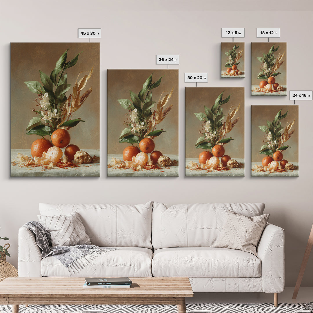 Orange Citrus Botanical Branch Framed Canvas Print, Kitchen Art, Contemporary Art, Kitchen Decor, Kitchen, Kitchen Wall Art, KIT-2x3-43