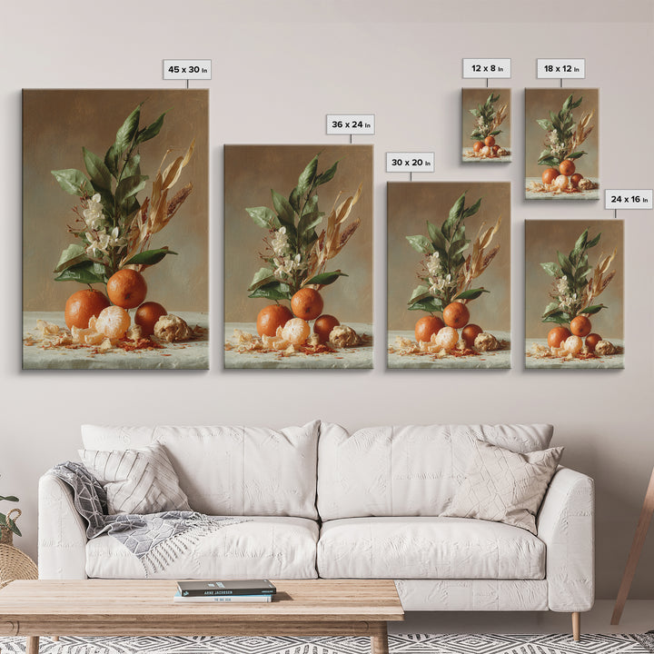 Orange Citrus Botanical Branch Framed Canvas Print, Kitchen Art, Contemporary Art, Kitchen Decor, Kitchen, Kitchen Wall Art, KIT-2x3-43