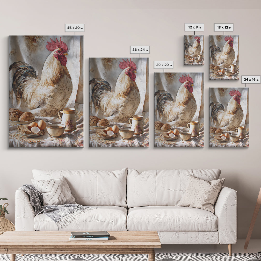 Rooster Portrait for Country Kitchen Charm Framed Canvas Print, Kitchen Art, Boho Decor, Kitchen Decor, Fine Art, Kitchen, KIT-2x3-48