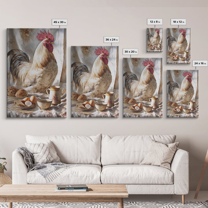Rooster Portrait for Country Kitchen Charm Framed Canvas Print, Kitchen Art, Boho Decor, Kitchen Decor, Fine Art, Kitchen, KIT-2x3-48
