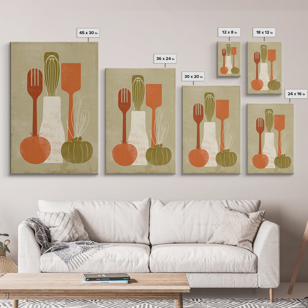 Kitchen Utensil Silhouettes Canvas Print, Kitchen Art, Home Decor, Kitchen Decor, Abstract Art, Kitchen, Digital Print, KIT-2x3-5