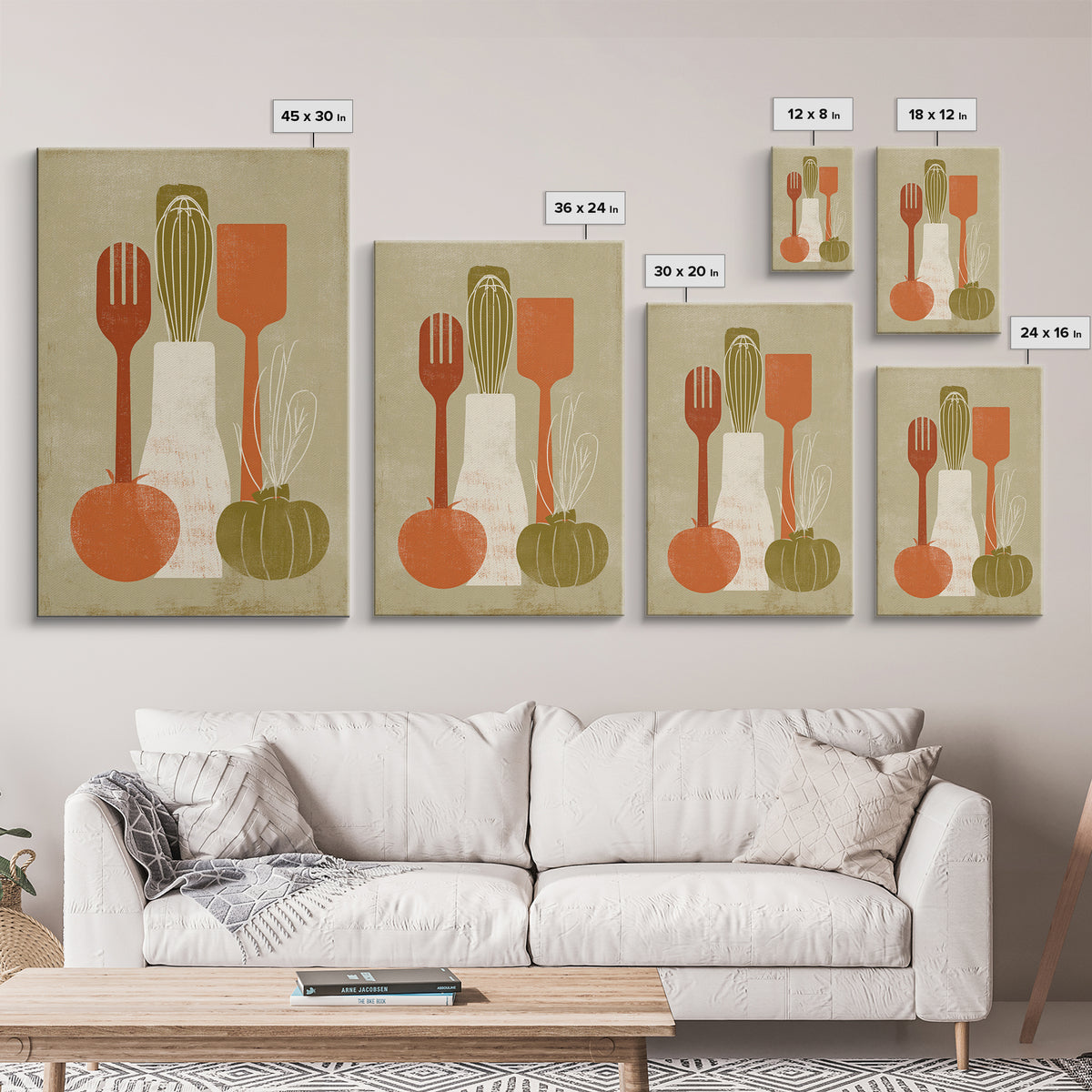 Kitchen Utensil Silhouettes Canvas Print, Kitchen Art, Home Decor, Kitchen Decor, Abstract Art, Kitchen, Digital Print, KIT-2x3-5