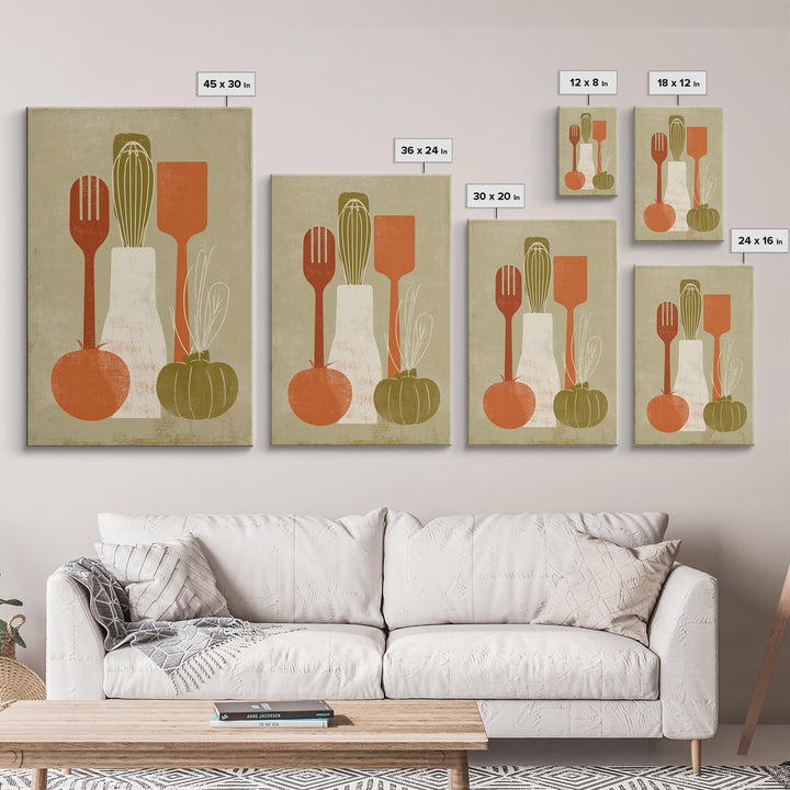 Kitchen Utensil Silhouettes Canvas Print, Kitchen Art, Home Decor, Kitchen Decor, Abstract Art, Kitchen, Digital Print, KIT-2x3-5