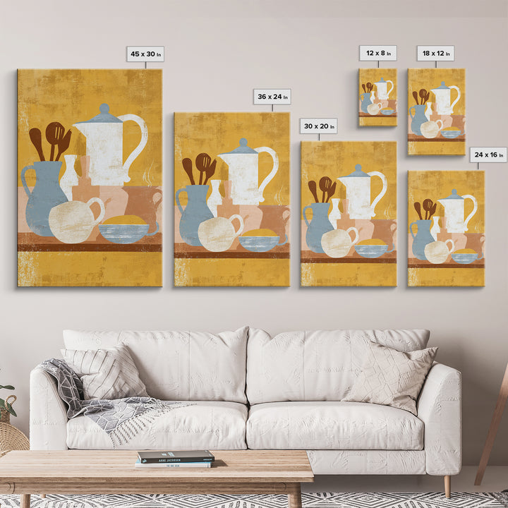 Kitchen Utensil Silhouettes Framed Canvas Print, Kitchen Art, Art Prints, Kitchen Decor, Abstract Art, Kitchen, Modern Art, KIT-2x3-53