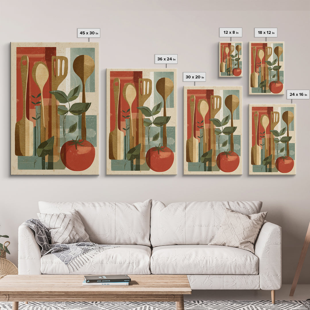 Kitchen Utensil Silhouettes Canvas Print, Kitchen Art, Kitchen Wall Art, Kitchen Decor, Abstract Art, Kitchen, KIT-2x3-77