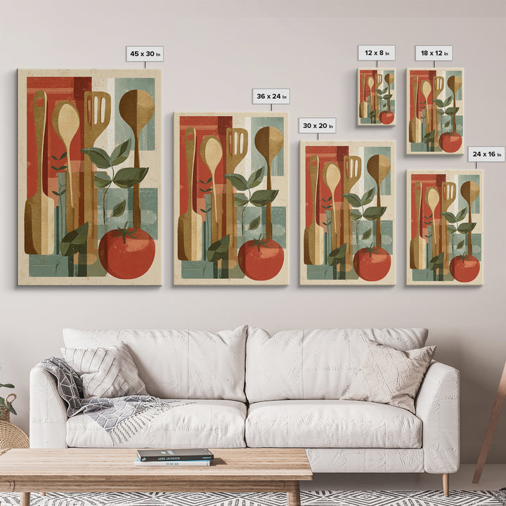Kitchen Utensil Silhouettes Canvas Print, Kitchen Art, Kitchen Wall Art, Kitchen Decor, Abstract Art, Kitchen, KIT-2x3-77