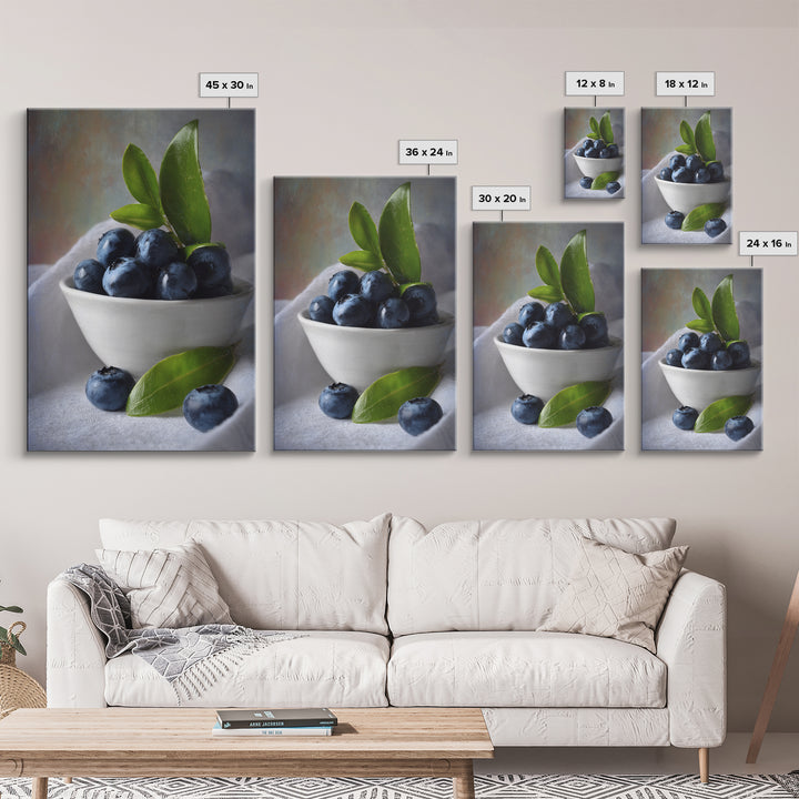 Blueberries in a White Bowl Canvas Print, Kitchen Art, Kitchen Wall Art, Kitchen Decor, Fine Art, Kitchen, Dining Room Wall Art, KIT-2x3-99